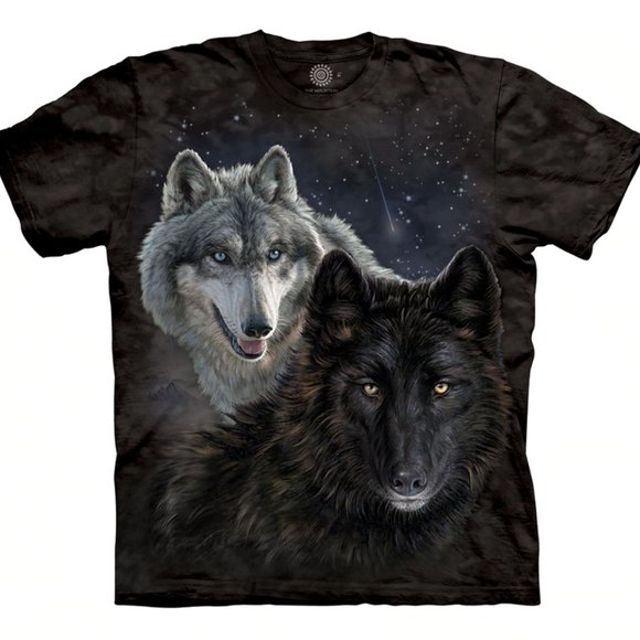 Wolf Star Wolves Pack Hunt Black Moon Night Dog Space T-Shirt Mountain S-3X - Picture 3 of 6